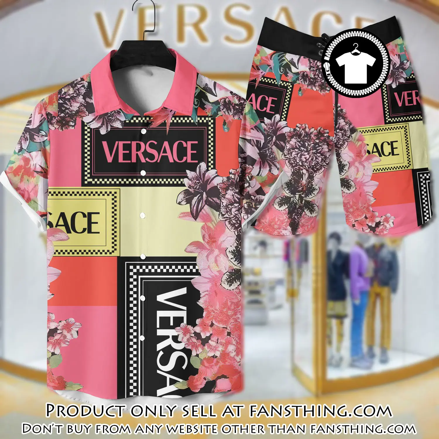 Versace luxury hawaiian shirt & short set lhs1212 fst5117511